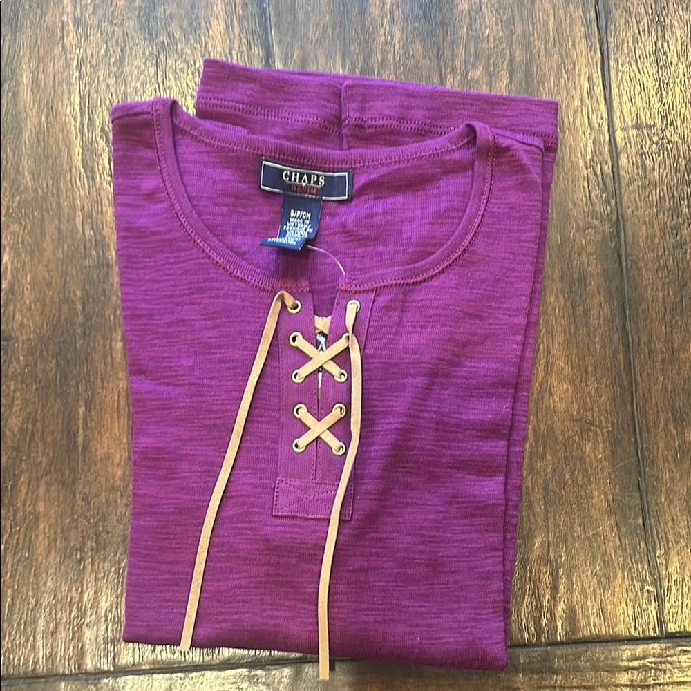 Chaps Purple Lace-Up Top